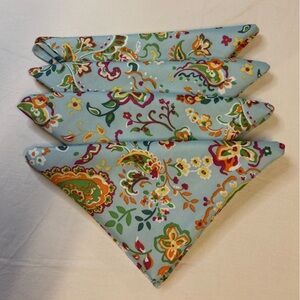 Ralph Lauren 4 Light Blue Floral Paisley Napkins